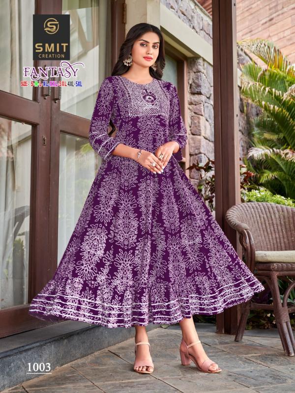 Smit Fantasy Fancy Rayon Anarkali Kurti Collection